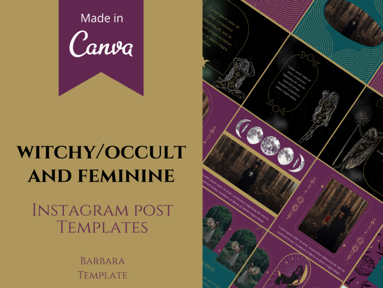 Witchy Mystical Canva Templates Bundle for Instagram Posts