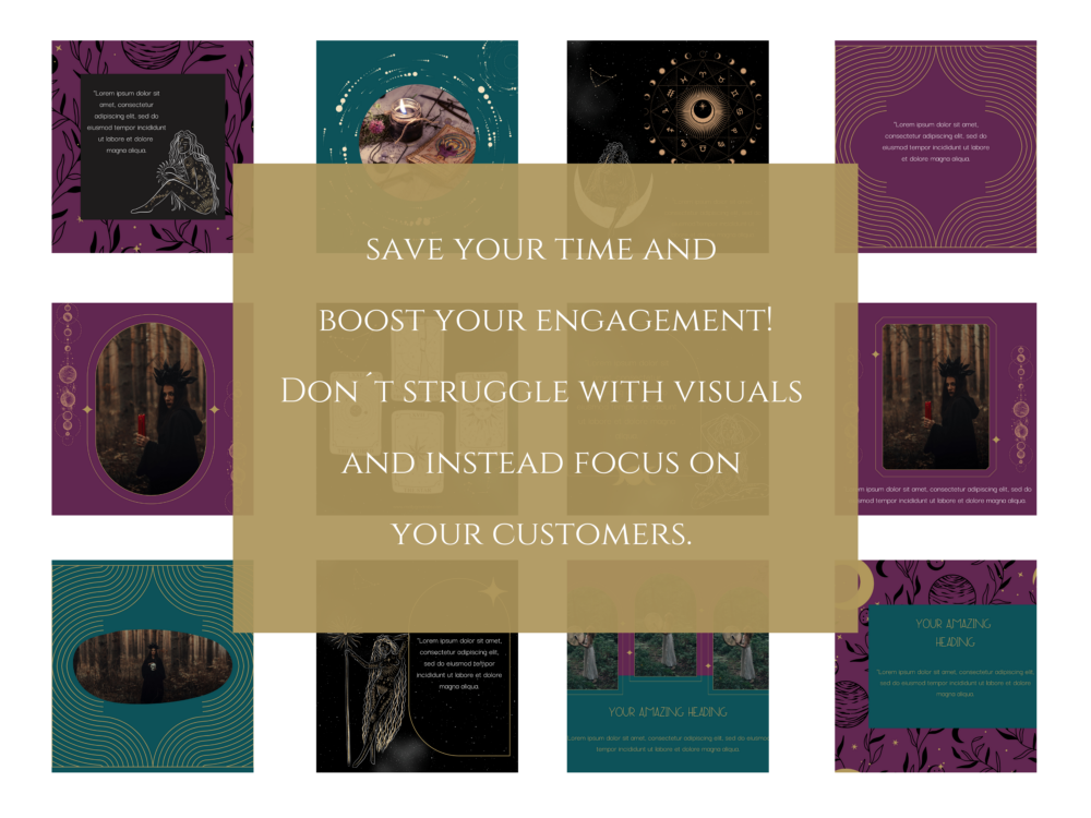 Witchy Mystical Canva Templates Bundle for Instagram Posts