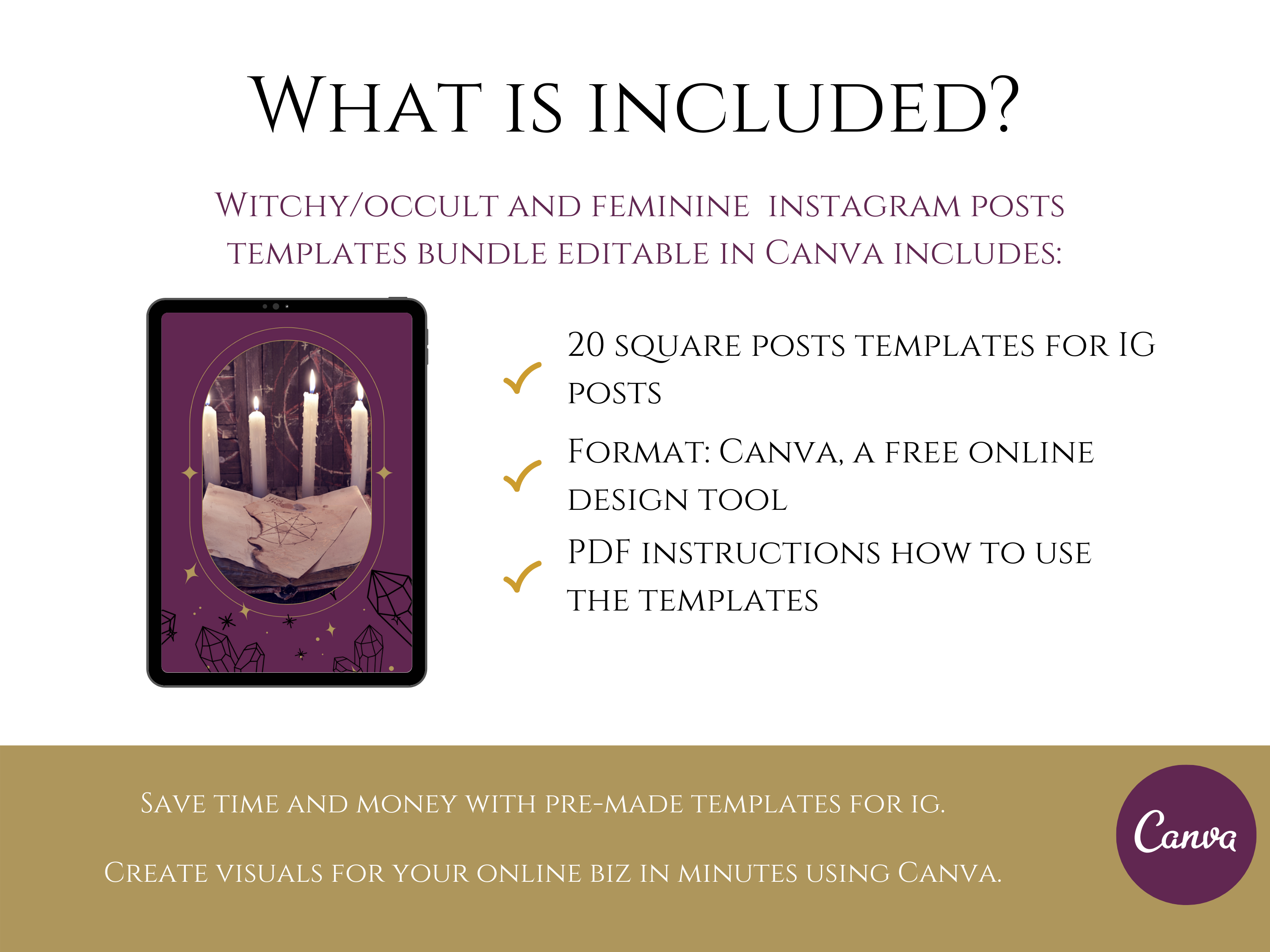 Witchy Mystical Canva Templates Bundle for Instagram Posts