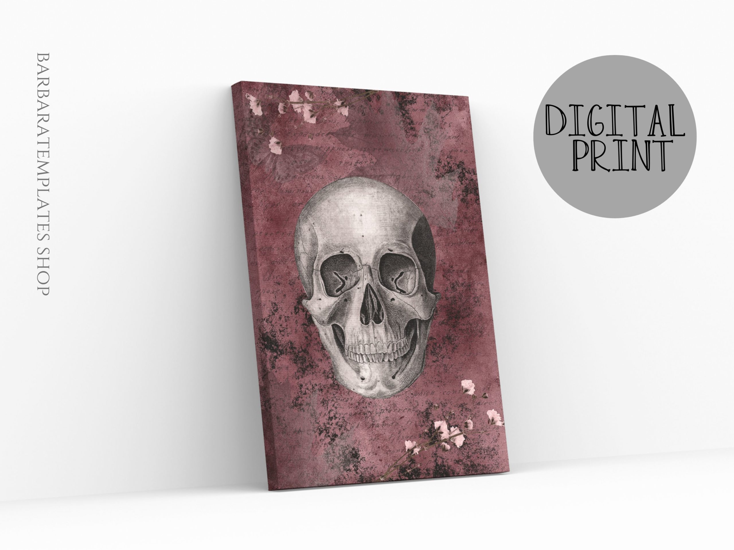 Human skull retro digital print