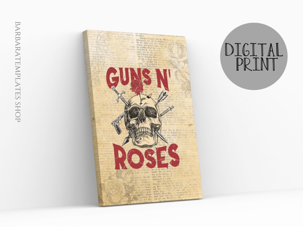 Human skull Guns n roses goth digital print