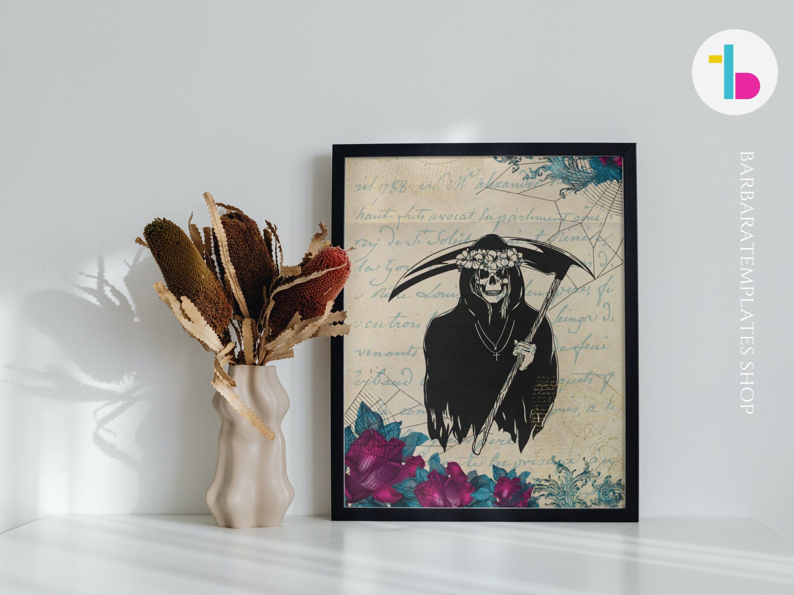 Goth woman reaper printable wall art