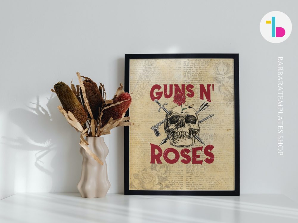 Human skull Guns n roses goth digital print