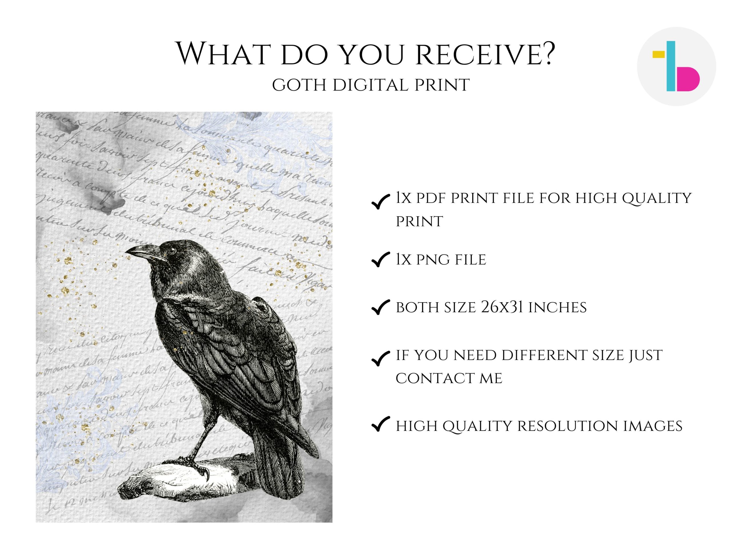 Pagan raven digital print