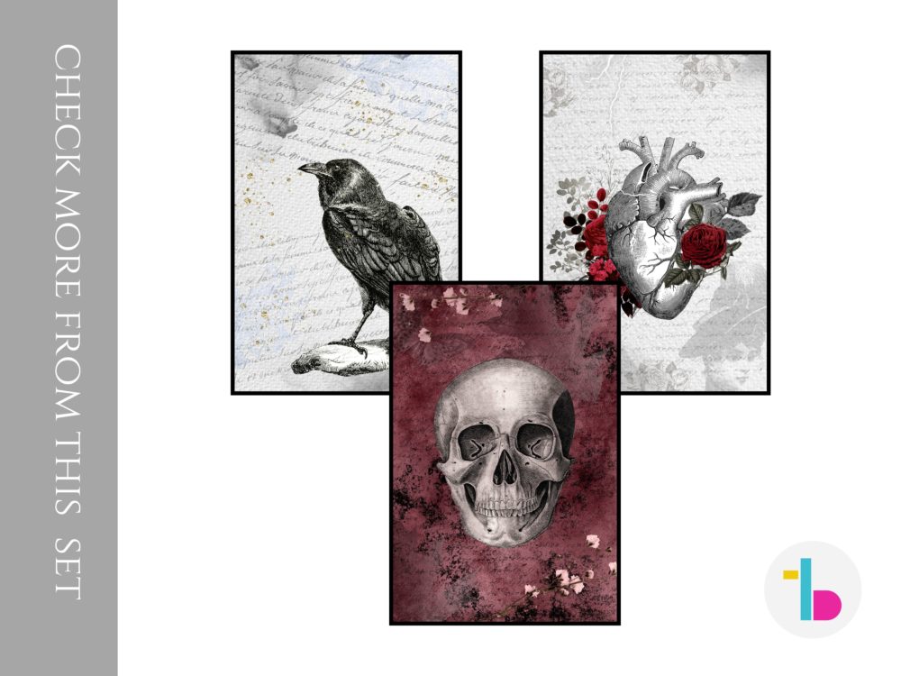 Human skull anatomy Goth digital print