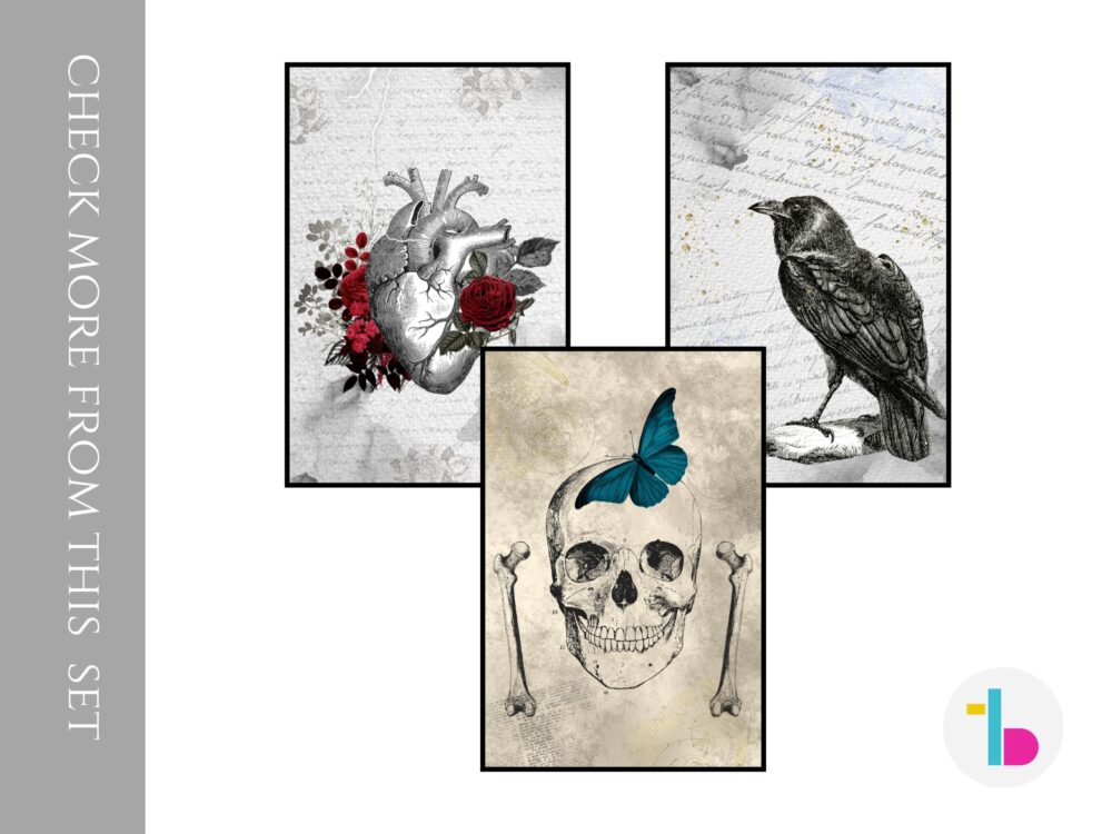 Gothic skeleton hand with butterfly digital print