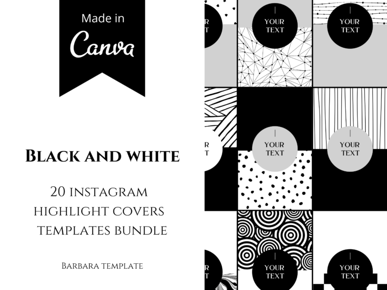 Black and White minimalist Instagram highlight covers