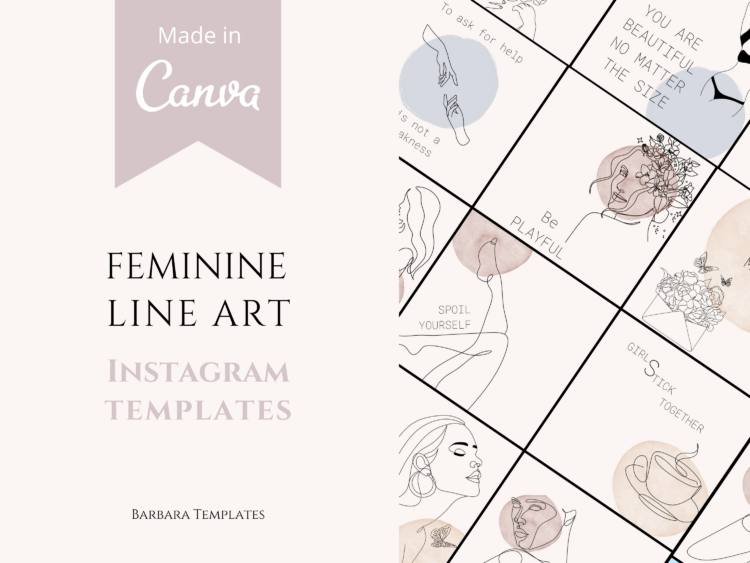 Feminine Line Art Instagram Post Templates