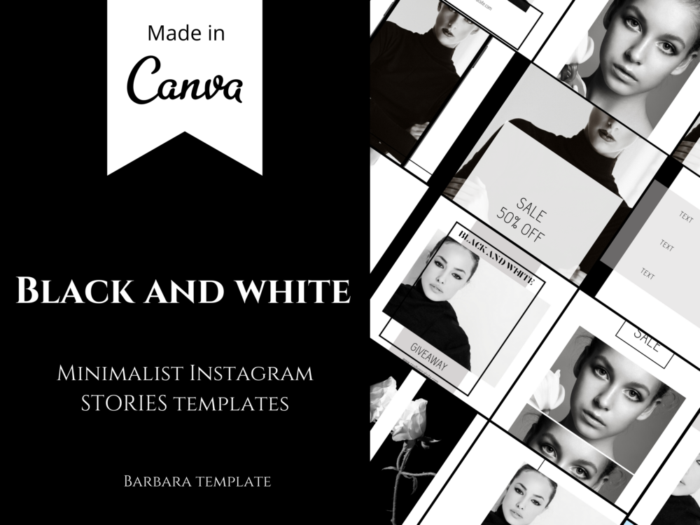 Minimalist Instagram Stories Black and White templates
