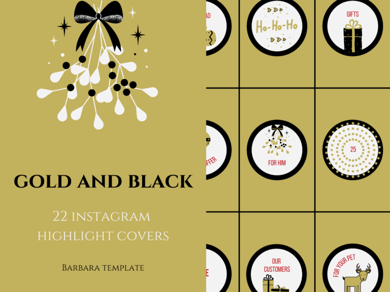 Gold and Black Christmas Highlight Covers Templates Bundle