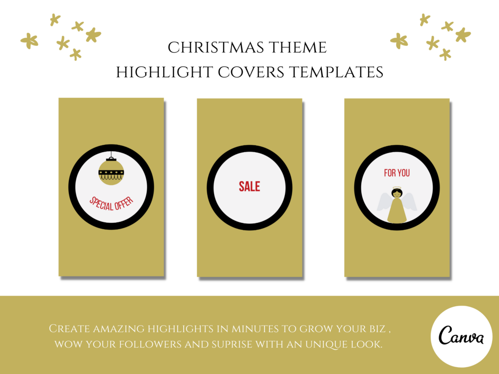 Gold and Black Christmas Highlight Covers Templates Bundle