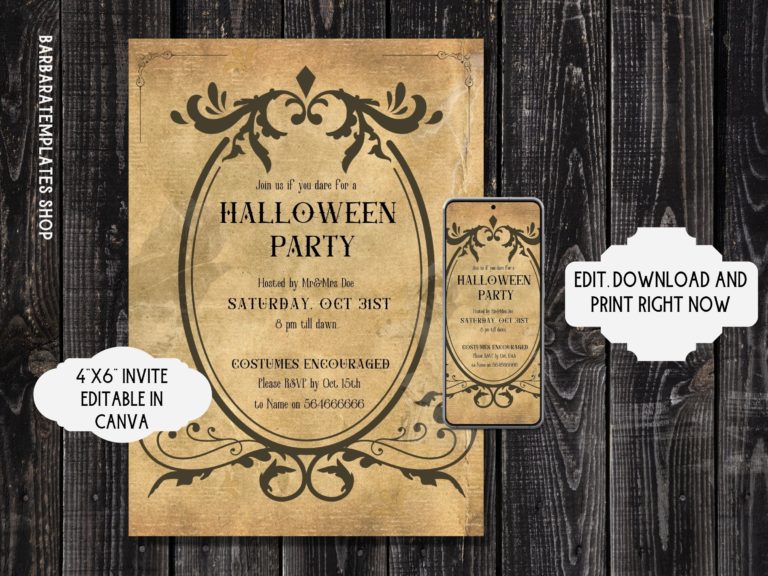 Retro Gothic Halloween Party Invitation