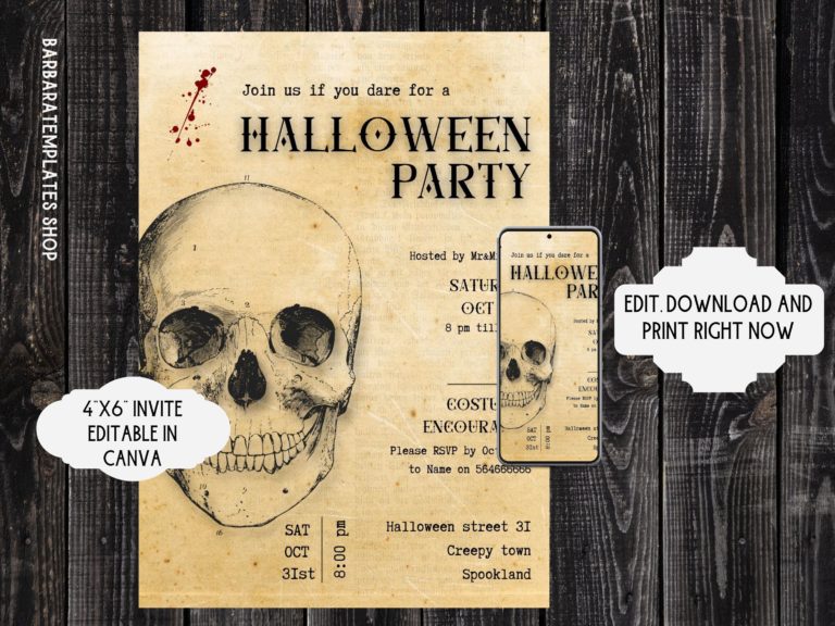 Vintage editable Goth party invite