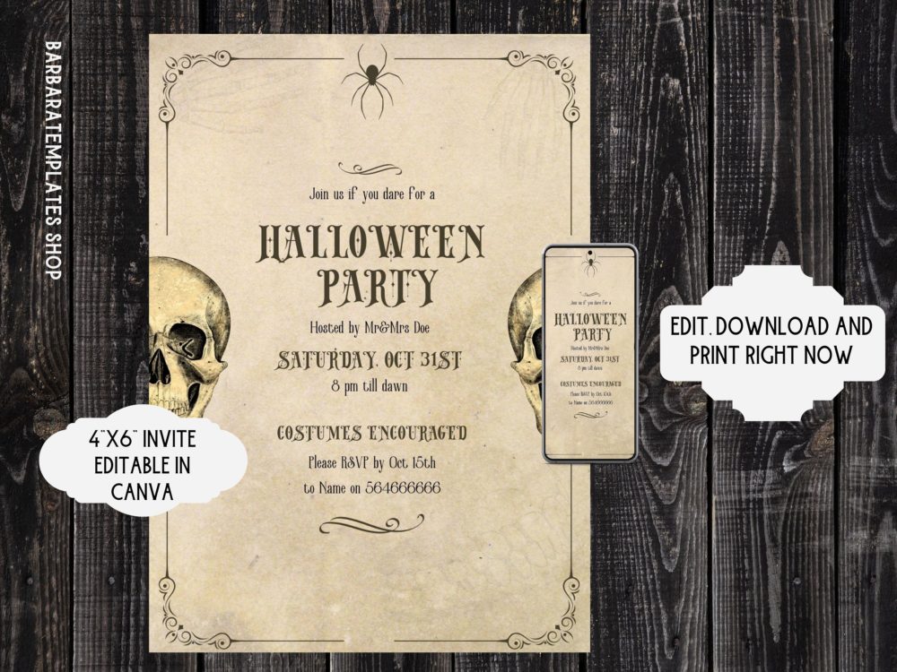 Victorian Gothic Halloween party invite
