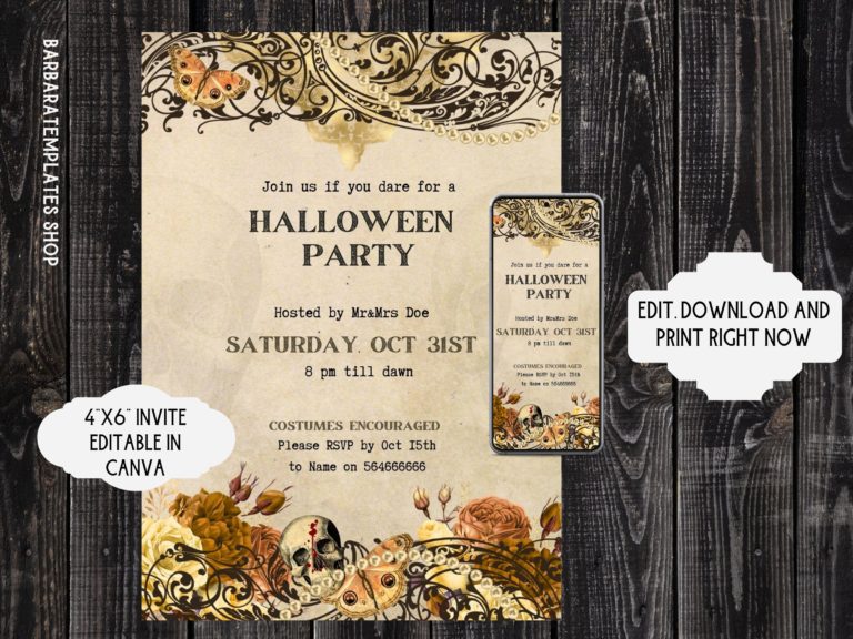 Vintage Steampunk Goth editable invitation