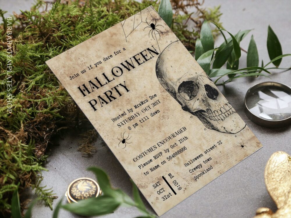 Vintage Human Skull invitation