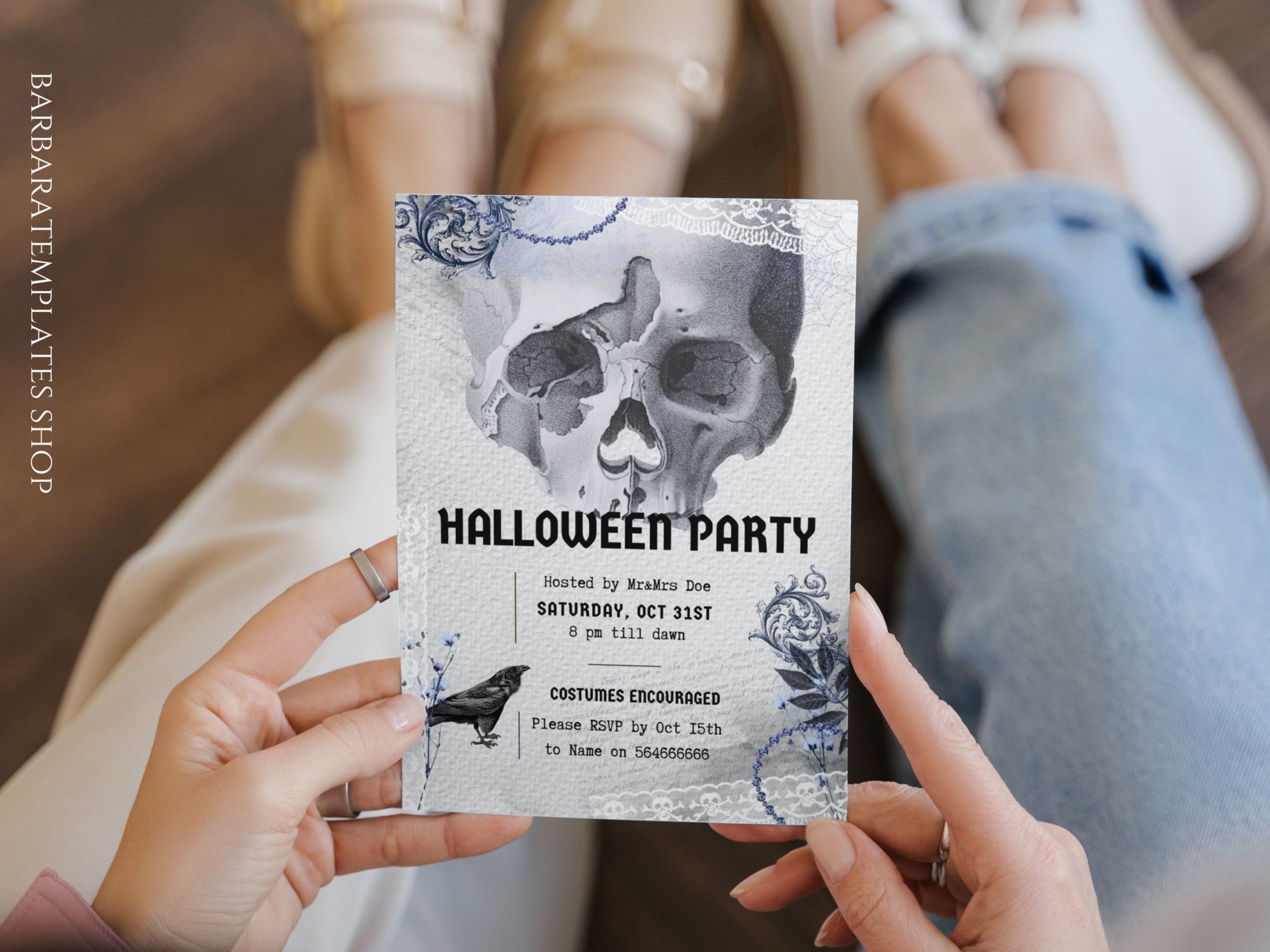 Human skull editable party invite
