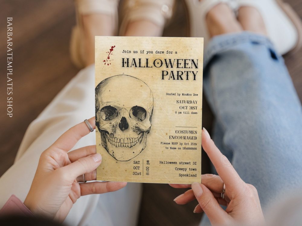 Vintage editable Goth party invite