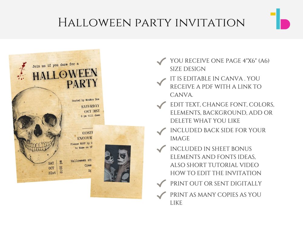 Vintage editable Goth party invite