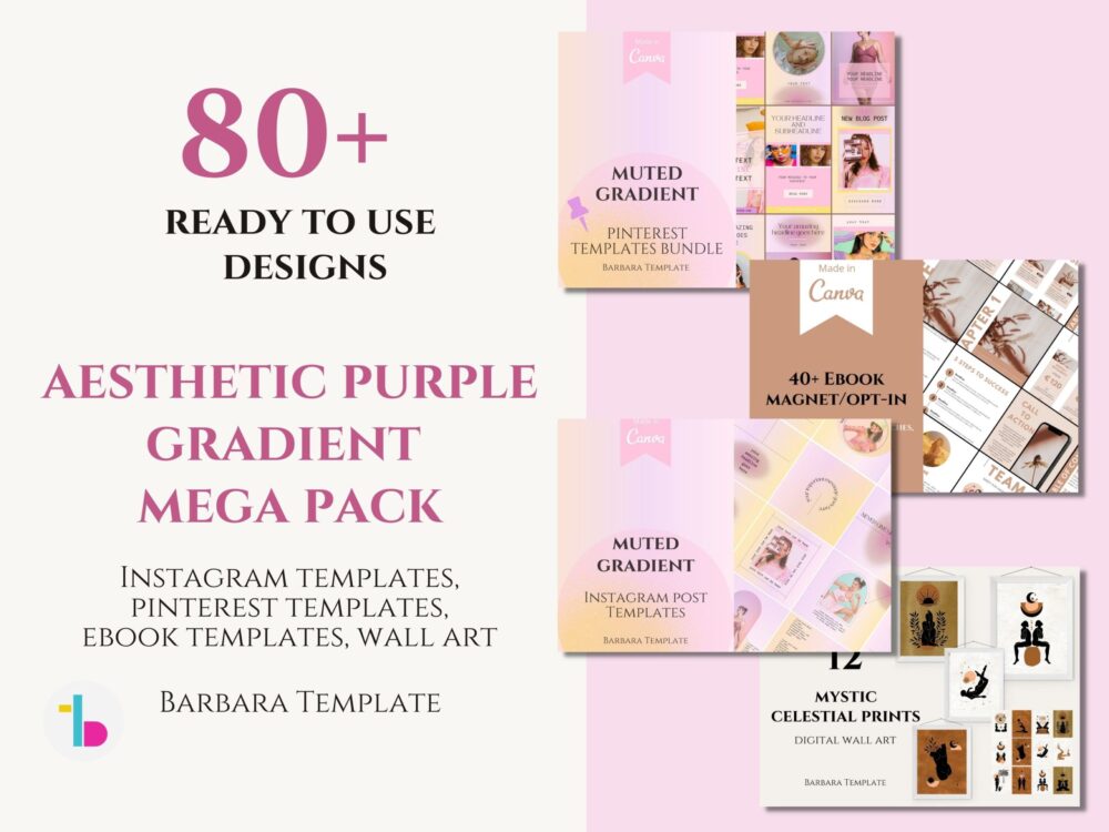 Aesthetic feminine Instagram Pinterest and Wall art mega pack