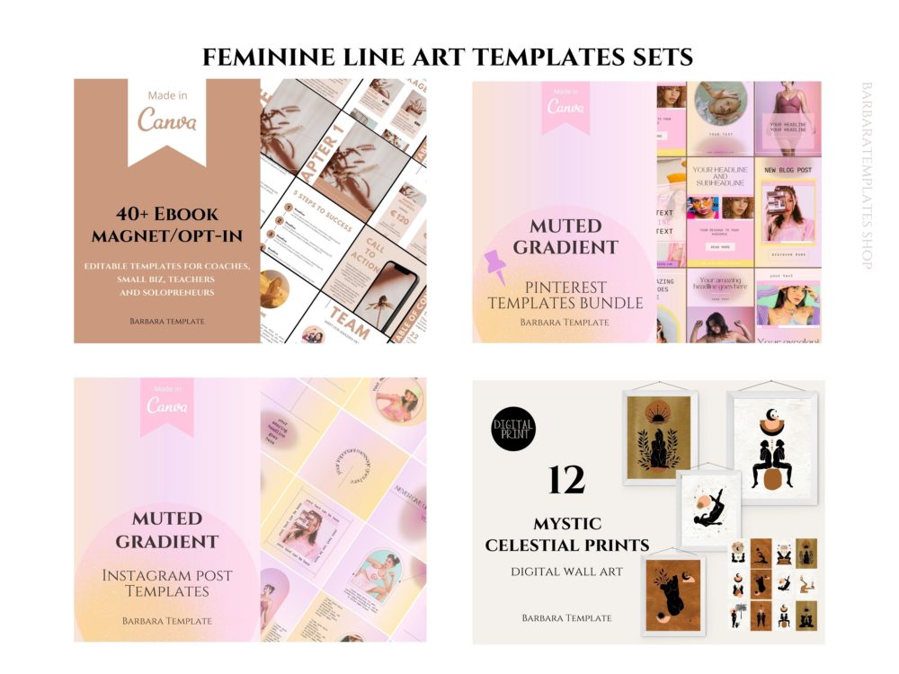 Aesthetic feminine Instagram Pinterest and Wall art mega pack