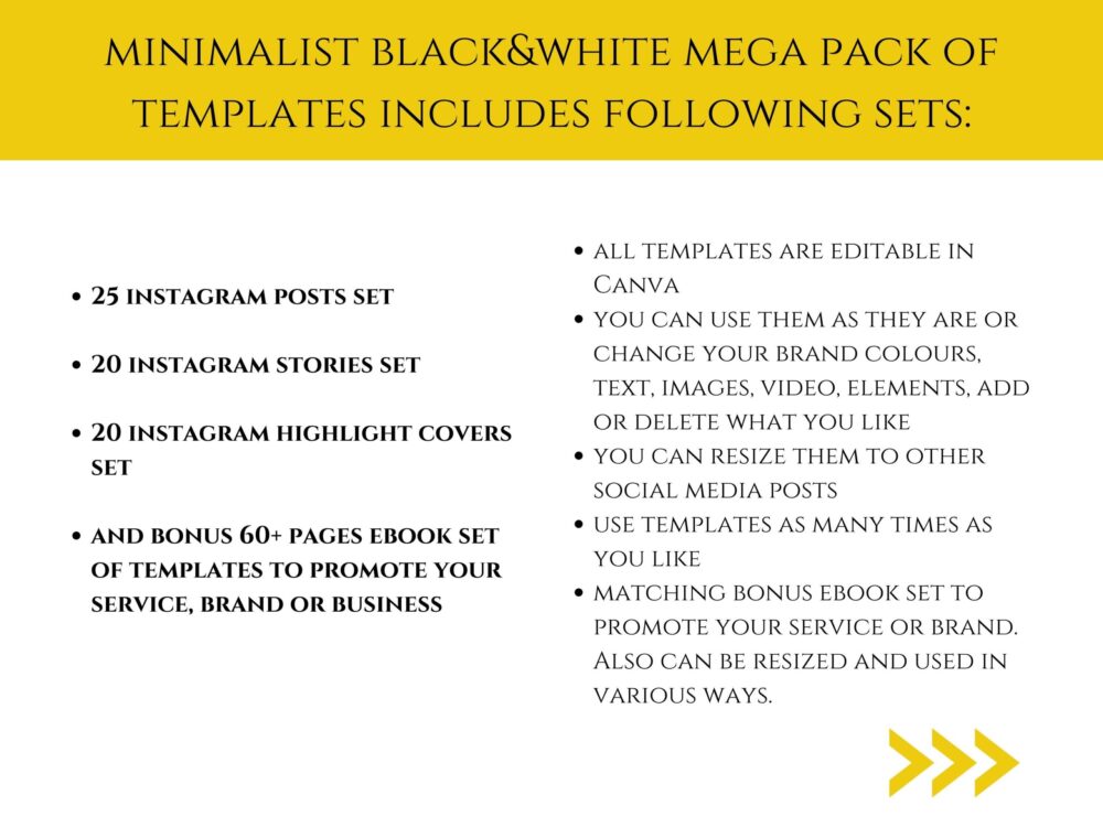 Minimalist Black and White mega pack bundle of templates