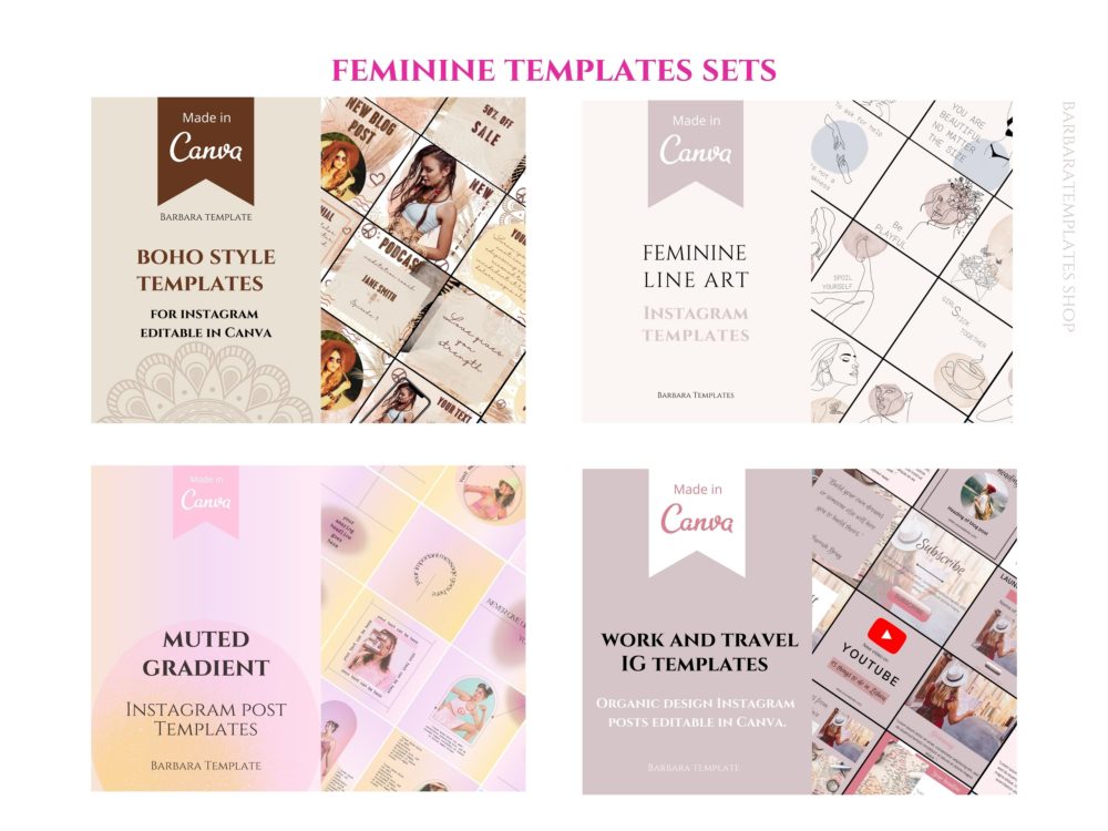 Feminine mega pack of templates
