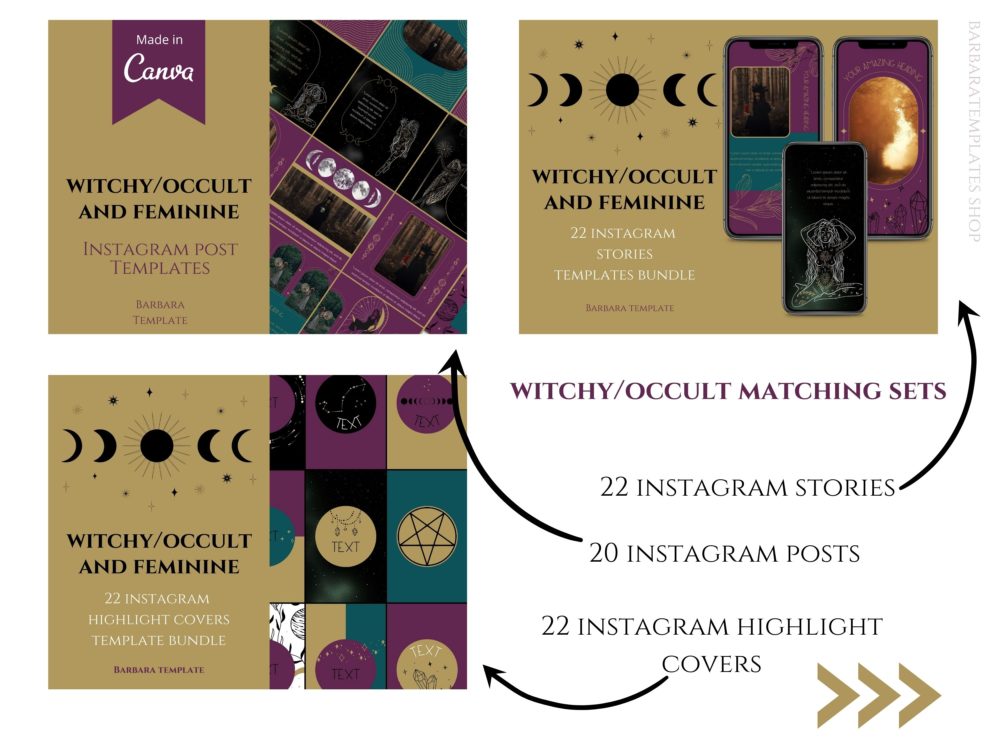 Witchy and Occult Mega Pack of templates bundle