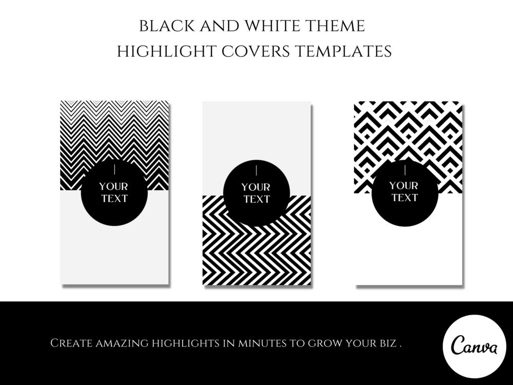 Black and White minimalist Instagram highlight covers