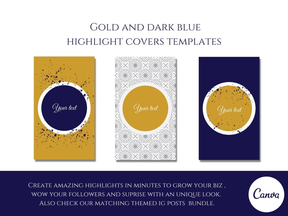 Gold and Dark Blue Instagram Highlight Covers