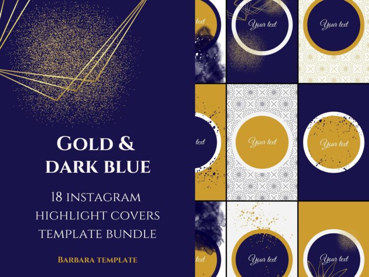 Gold and Dark Blue Instagram Highlight Covers