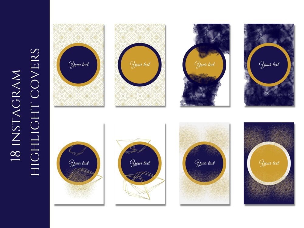 Gold and Dark Blue Instagram Highlight Covers