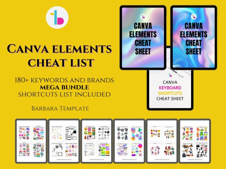 Canva keywords elements cheatlist bundle