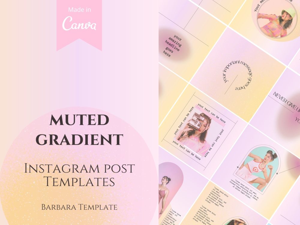 Purple Pastel Muted Gradient Instagram Post Templates Bundle