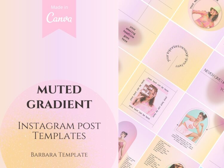 Purple Pastel Muted Gradient Instagram Post Templates Bundle