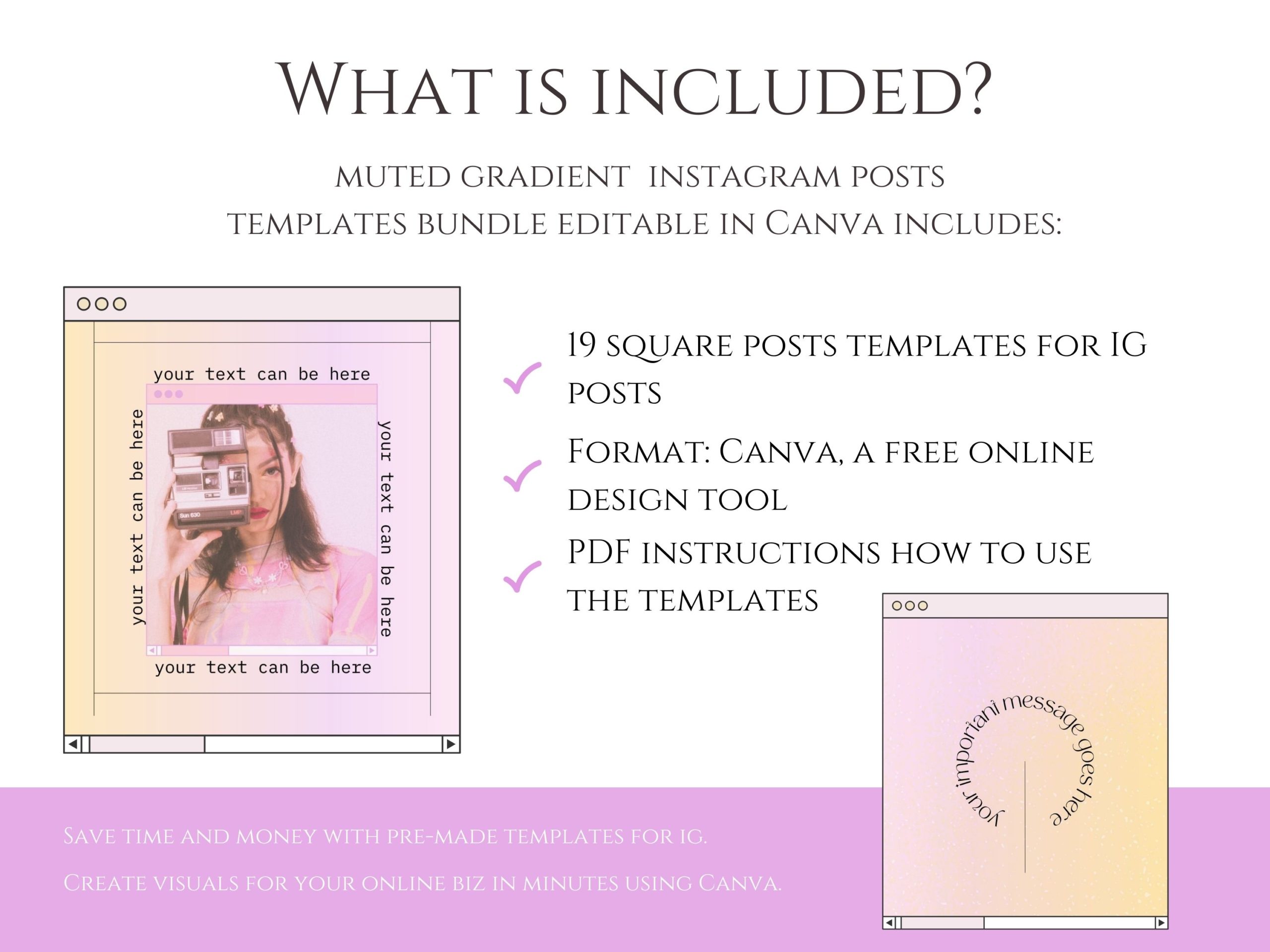 Purple Pastel Muted Gradient Instagram Post Templates Bundle