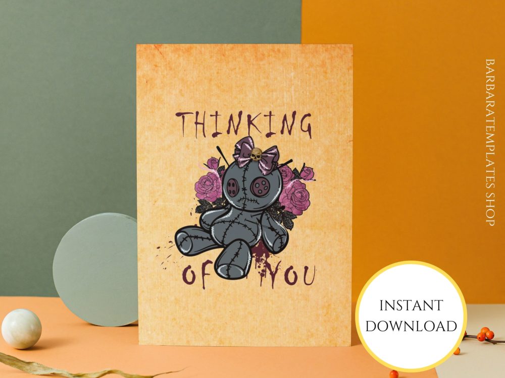 Vodoo doll printable editable card
