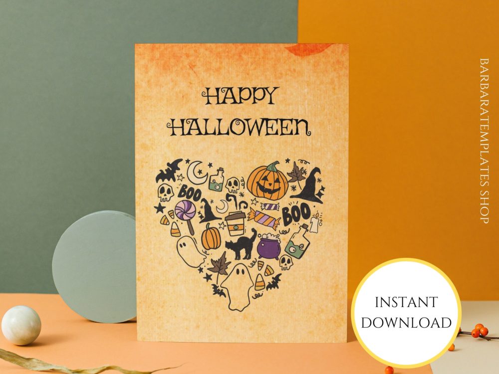 Happy Halloween printable folded card