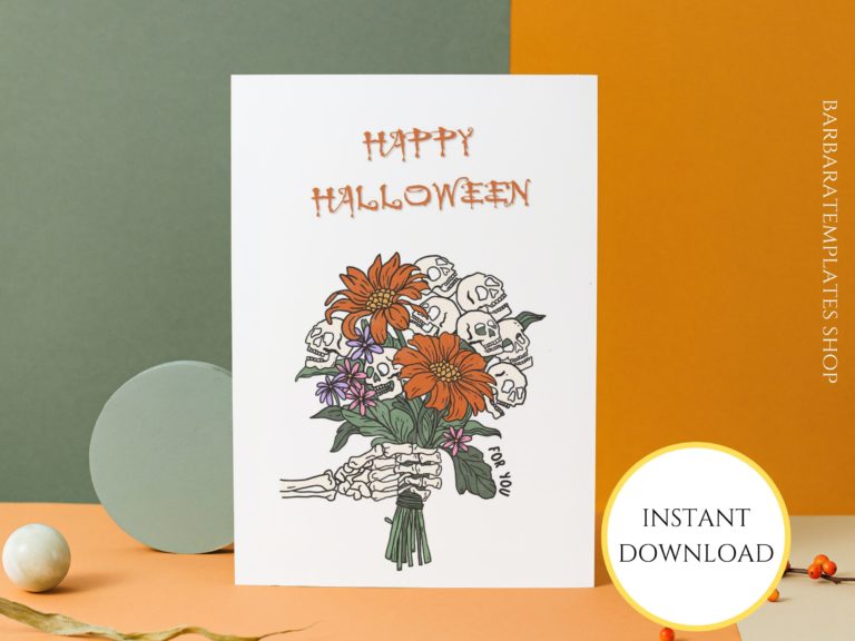 Happy Halloween editable Skeleton Card