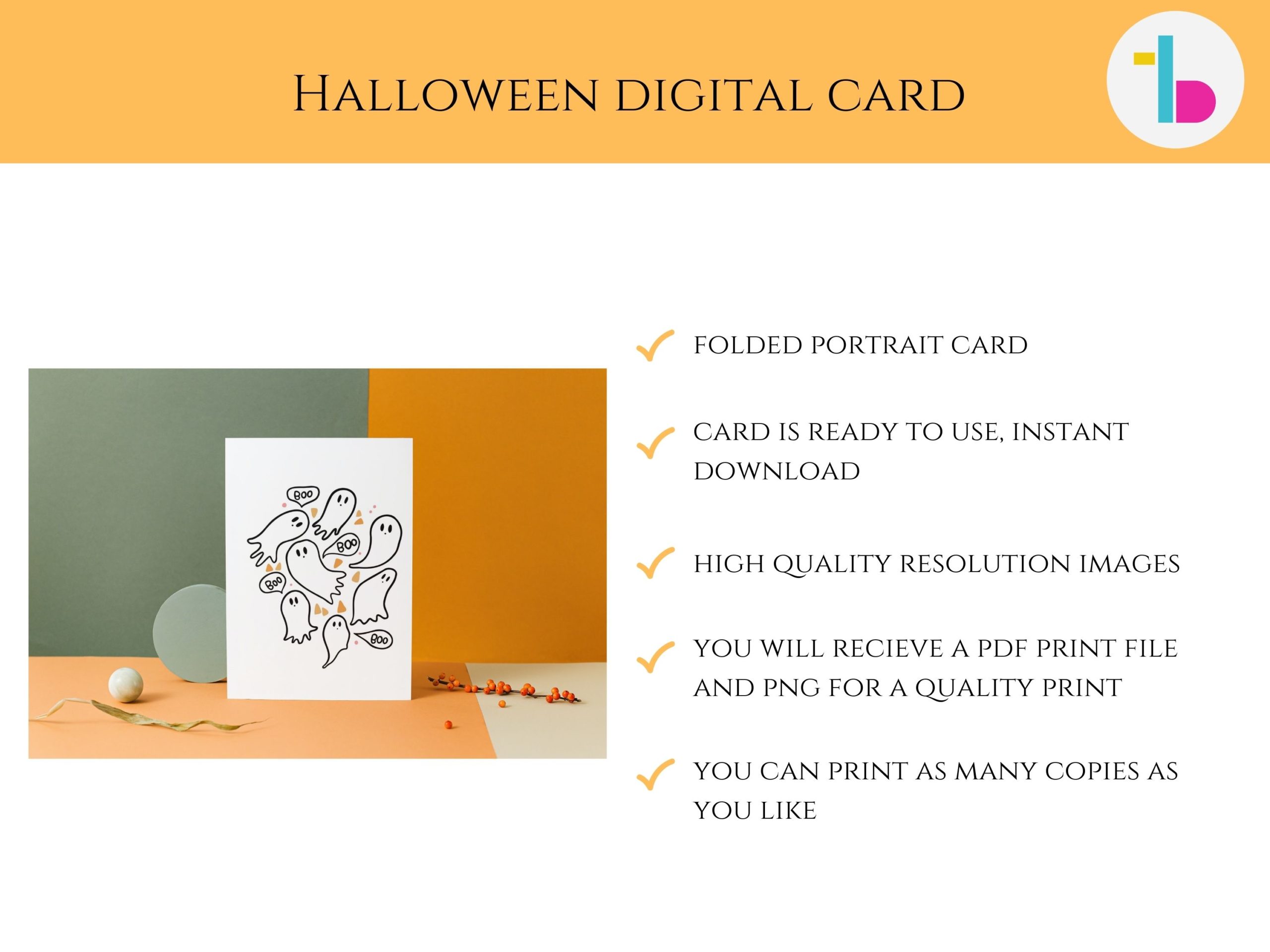 Boo Halloween printable ghost card,