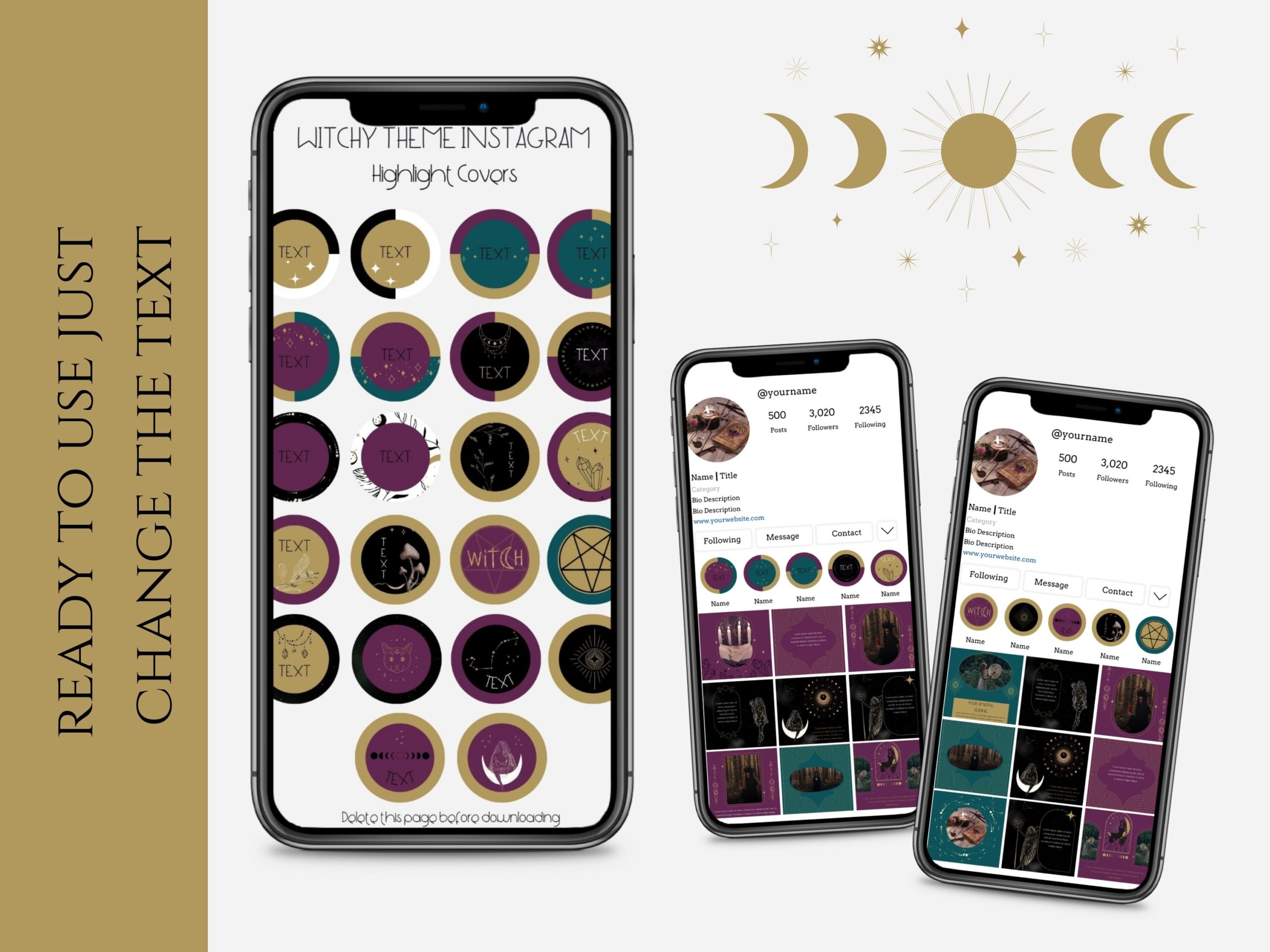 Witchy Occult Instagram Story Highlight Cover Templates Bundle