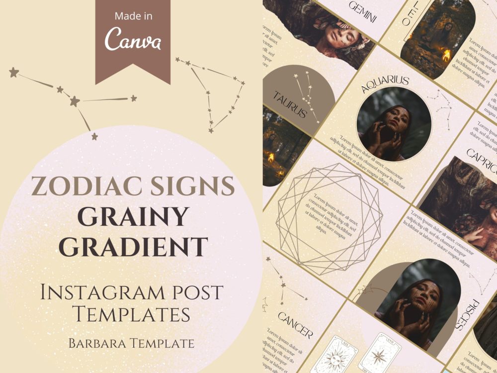 Zodiac Signs Spiritual Templates Bundle