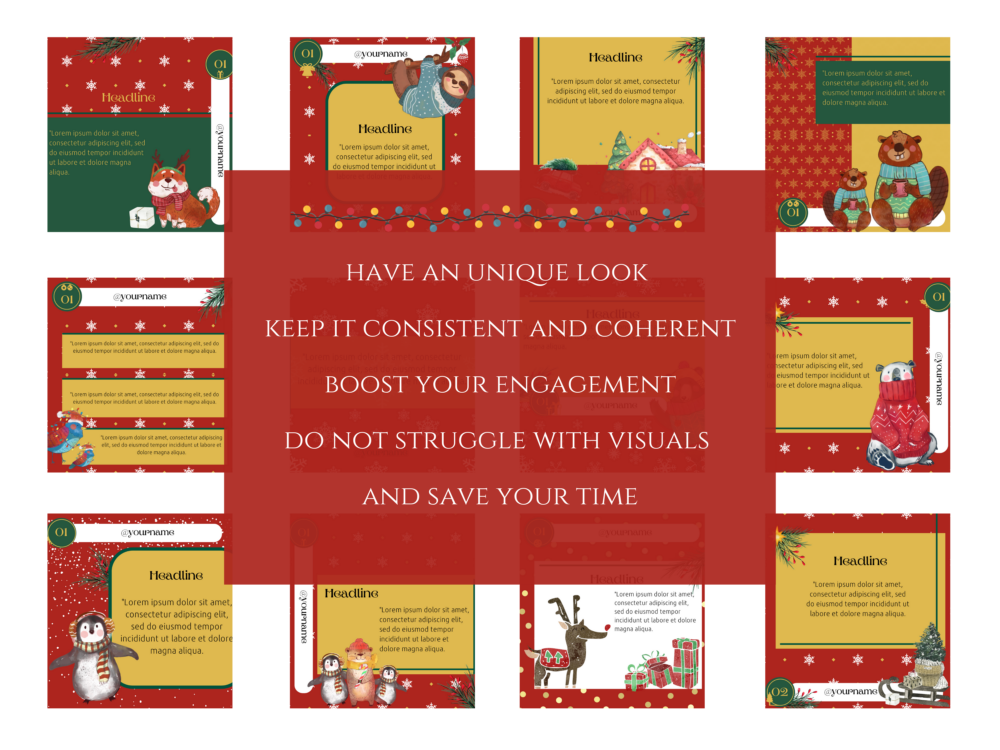 Christmas Advent Calendar template with Cute Animals