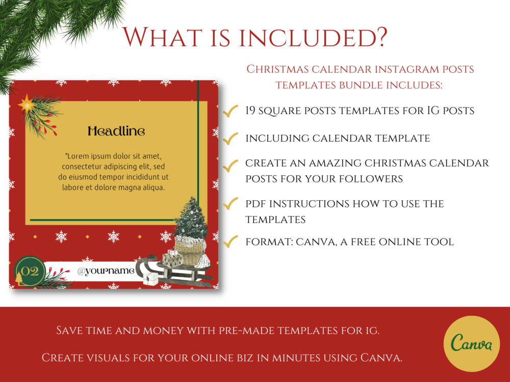 Christmas Advent Calendar template with Cute Animals
