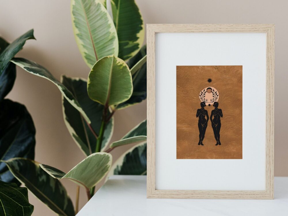 Celestial Golden Feminine Digital Print