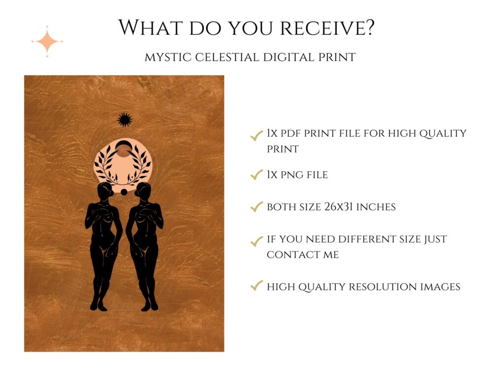 Celestial Golden Feminine Digital Print