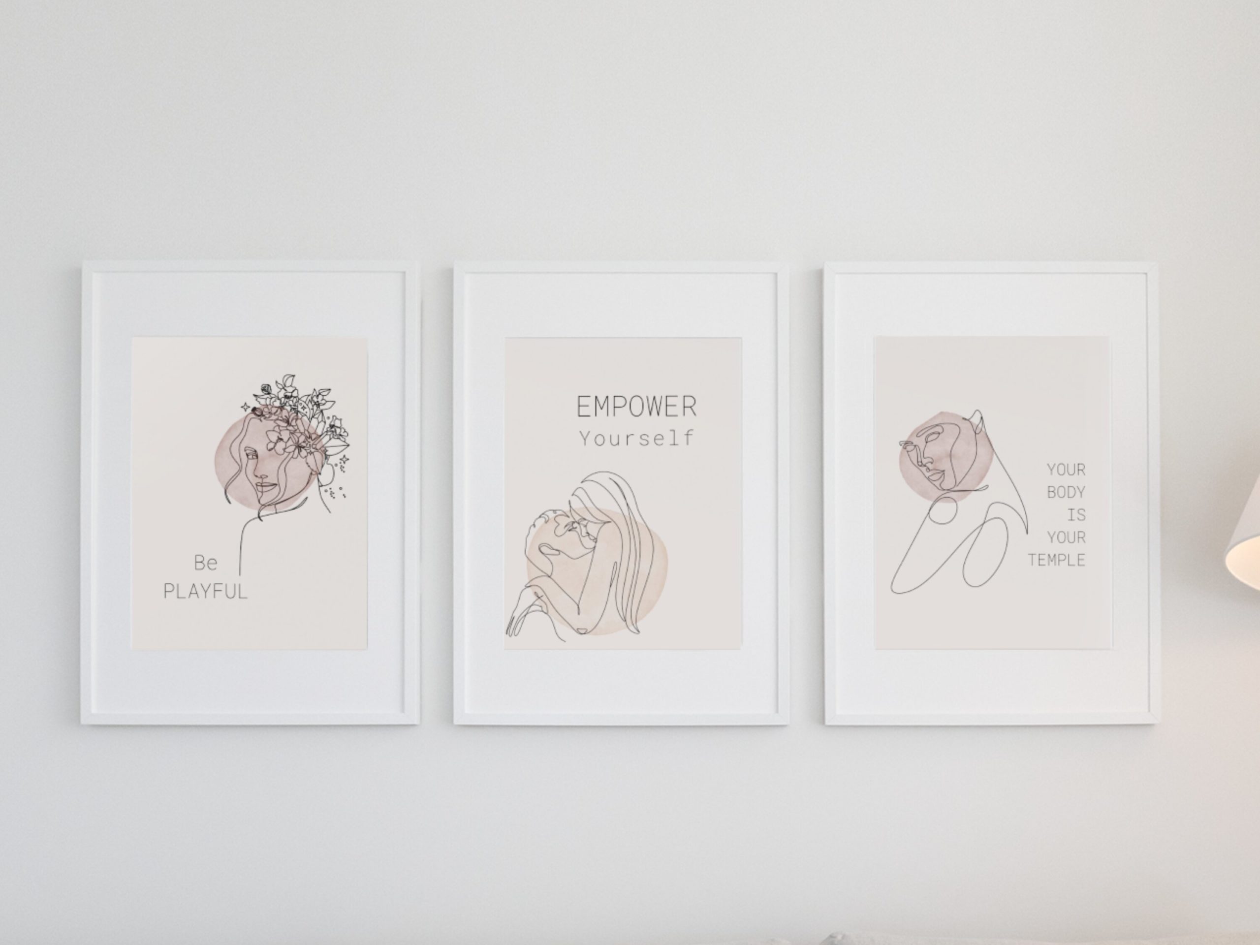 Feminine Set of 3 Beige Prints, Printable Art