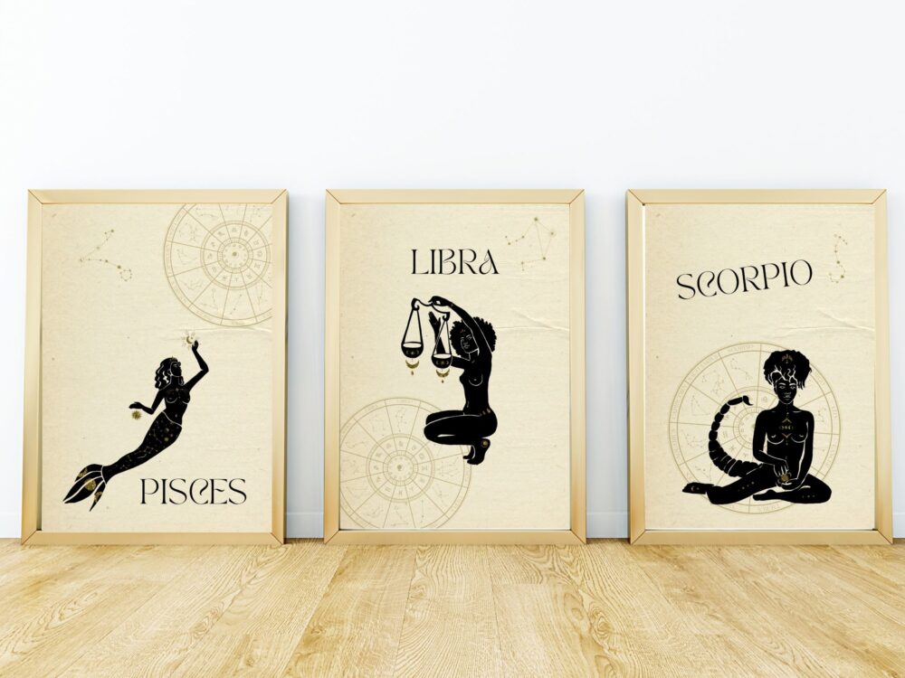 Water, Air, Printable zodiac wall art