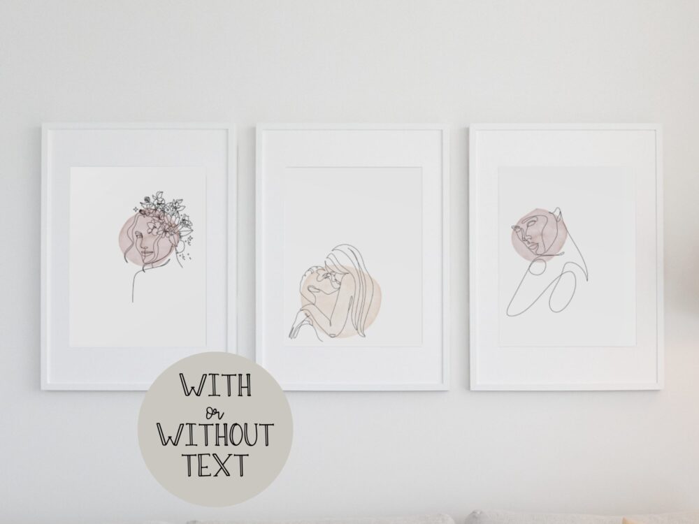 Feminine Set of 3 Beige Prints, Printable Art