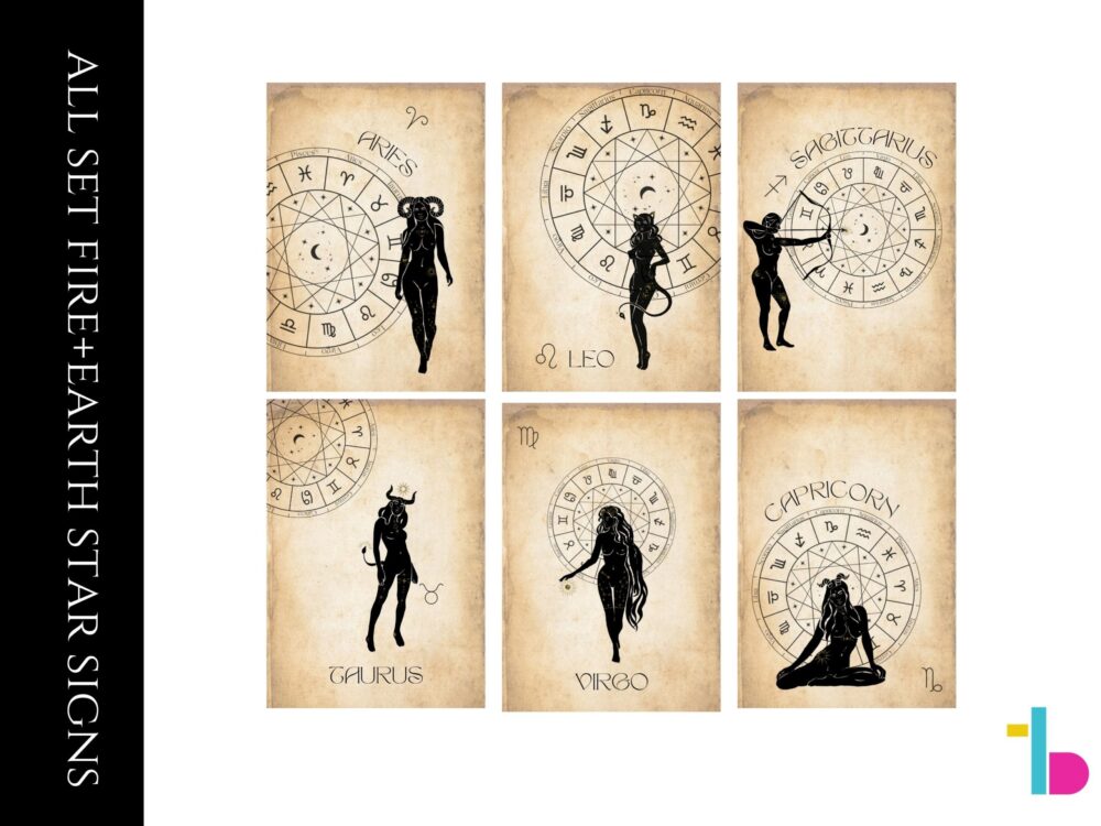 Zodiac printable wall art set of 6